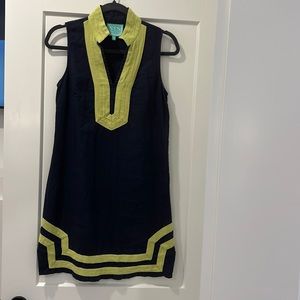 Sail to Sable navy and green linen dress size XS